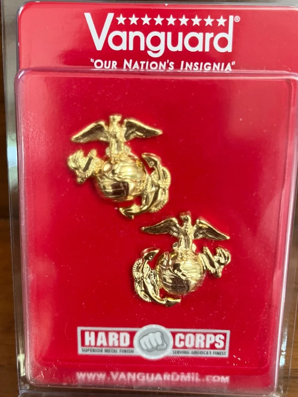 Gold Marine Corps Emblem Collar Pins - Pair